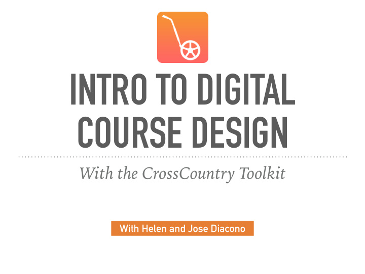 intro to digital course design