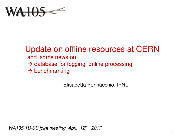 update on offline resources at cern
