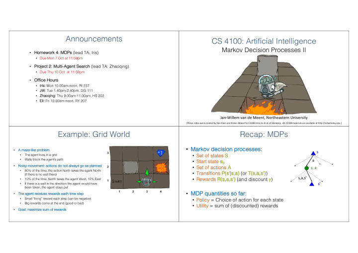 announcements cs 4100 artificial intelligence