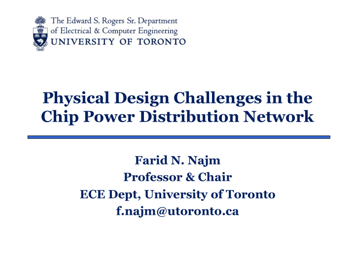 physical design challenges in the chip power distribution