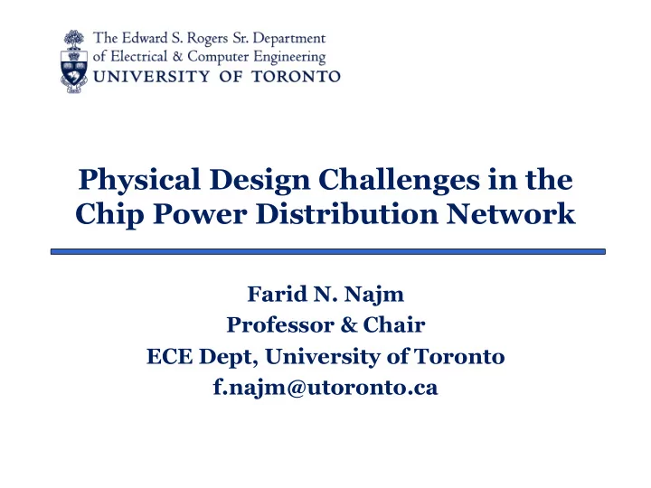 physical design challenges in the chip power distribution