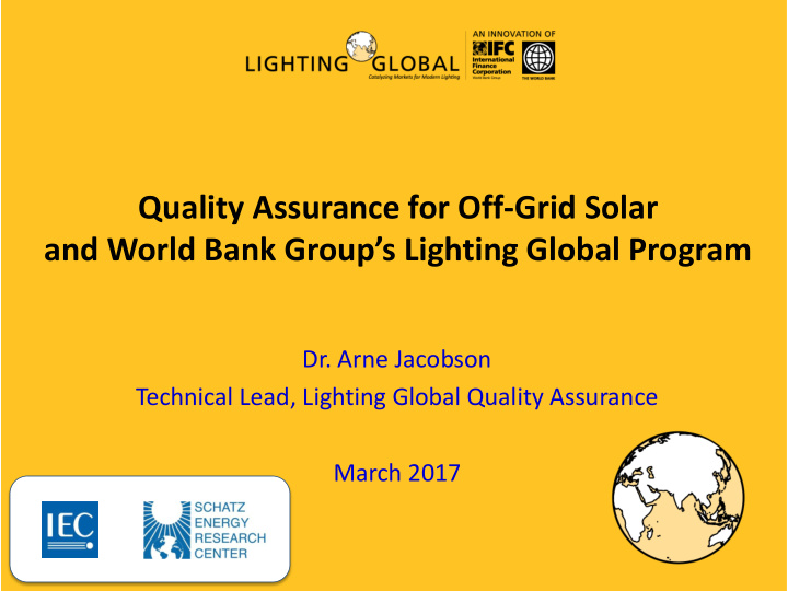 quality assurance for off grid solar