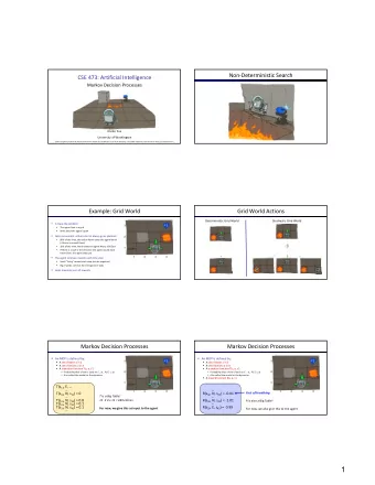 1  Markov Decision Processes  Markov Decision Processes  An MDP is defined by:  An MDP is