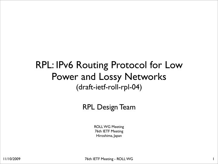 rpl ipv6 routing protocol for low power and lossy networks