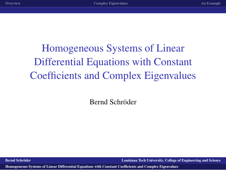 homogeneous systems of linear differential equations with