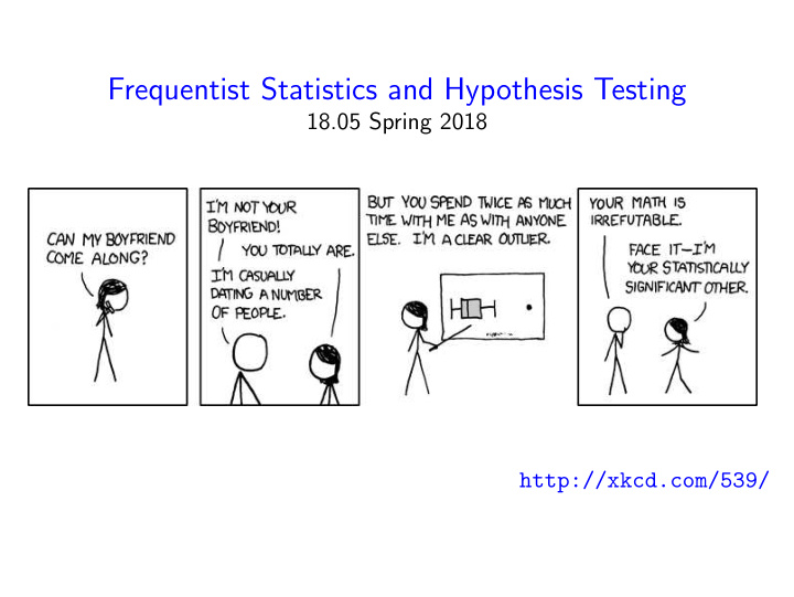 frequentist statistics and hypothesis testing