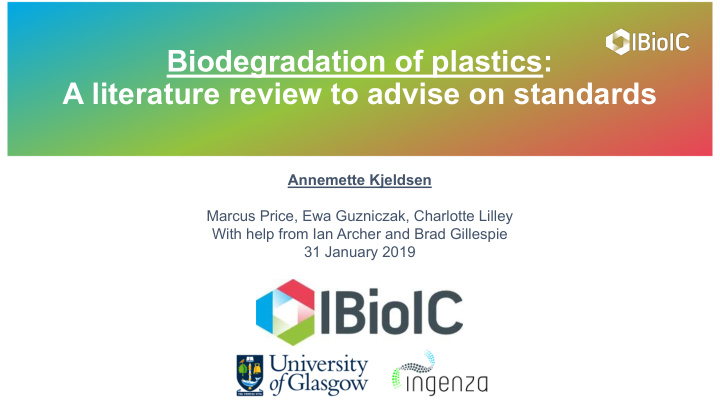 biodegradation of plastics a literature review to advise