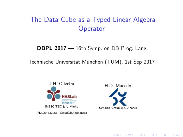 the data cube as a typed linear algebra operator