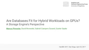 Are Databases Fit for Hybrid Workloads on GPUs?  A Storage Engines Perspective Marcus Pinnecke ,