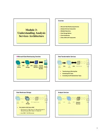 Module 3:  Metadata Repository  Understanding Analysis  Cube Storage Options  Client
