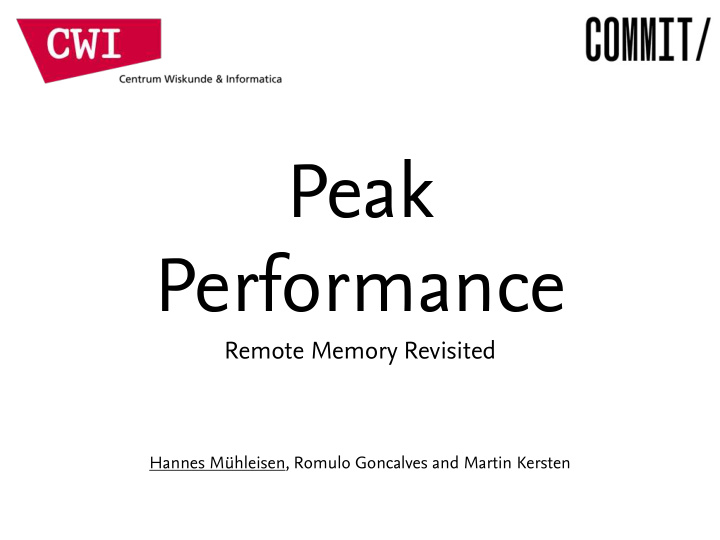peak performance