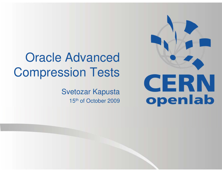 oracle advanced compression tests