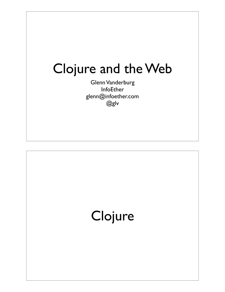 clojure and the web