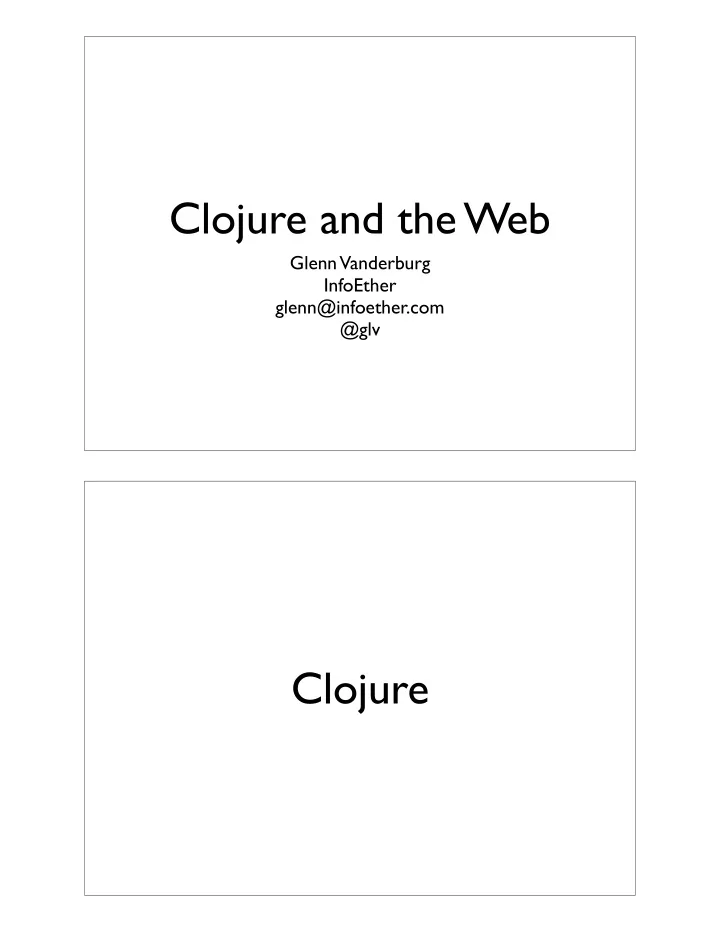 clojure and the web