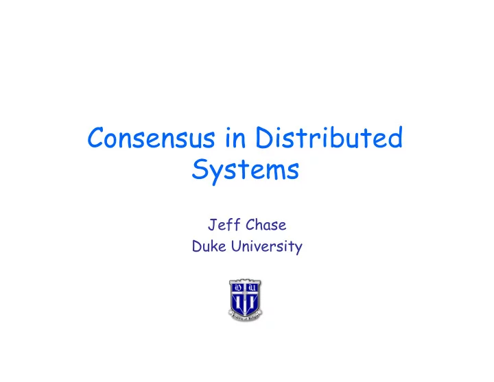consensus in distributed systems
