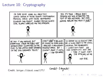 Lecture 10: Cryptography  creditSagnik Credit: https://xkcd.com/177/  1/20  Basic Setup  ELM  Elm