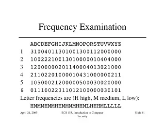 Frequency Examination  ABCDEFGHIJKLMNOPQRSTUVWXYZ  1  31004011301001300112000000  2