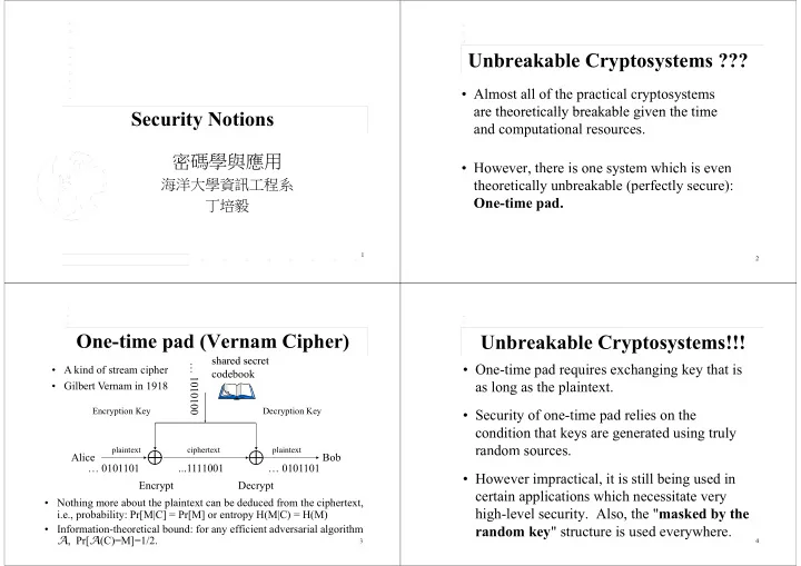 unbreakable cryptosystems