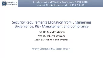 Governance, Risk Management and Compliance  Lect. Dr. Ana-Maria Ghiran  Prof. Dr. Robert Buchmann