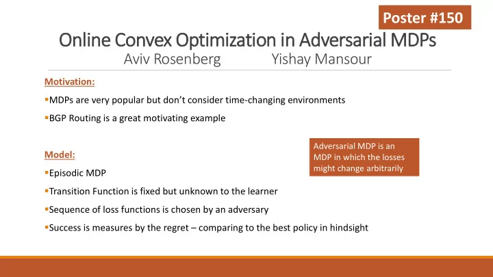 online convex optimization in adversarial mdps