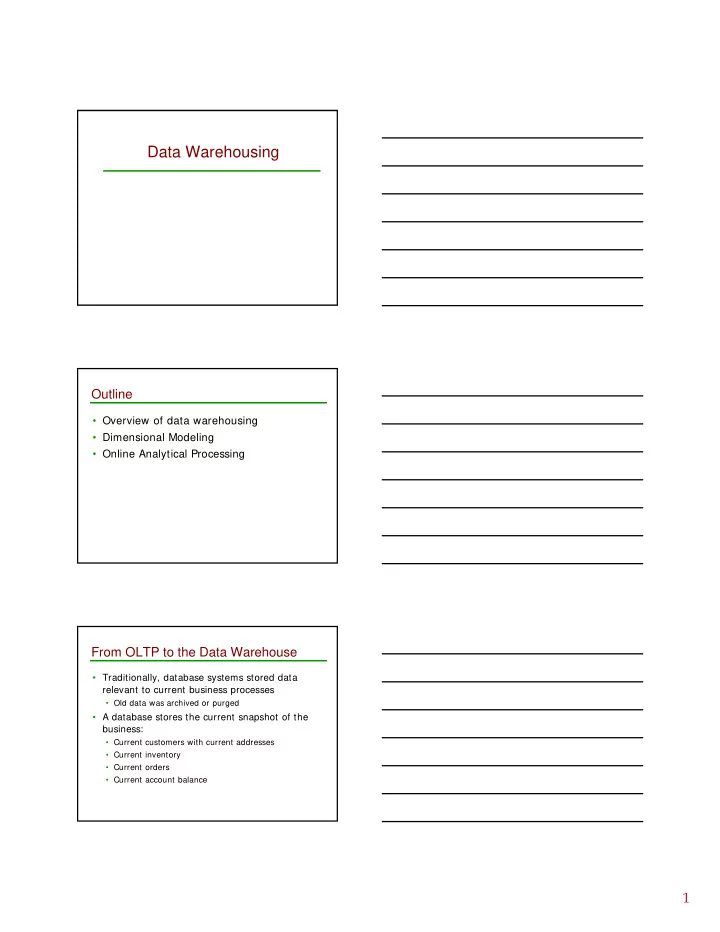 data warehousing