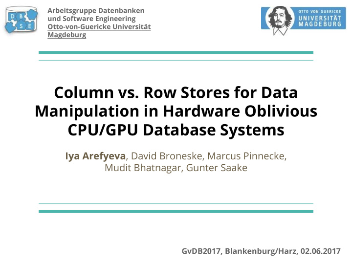 column vs row stores for data manipulation in hardware