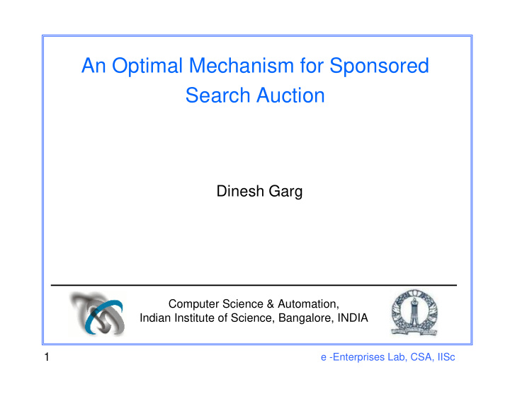 an optimal mechanism for sponsored search auction