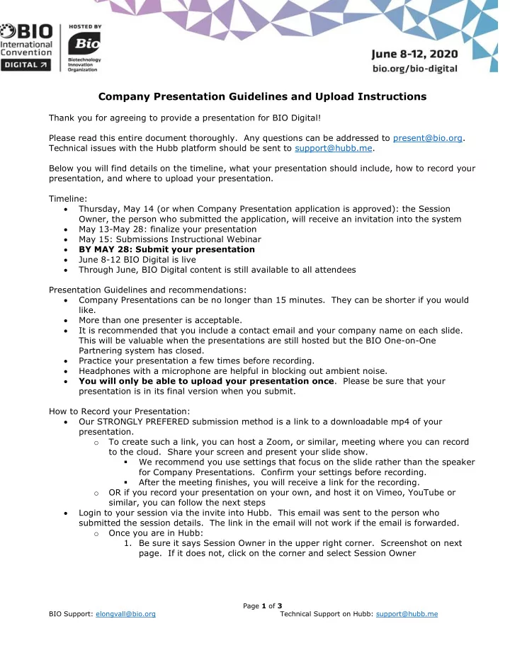 company presentation guidelines and upload instructions