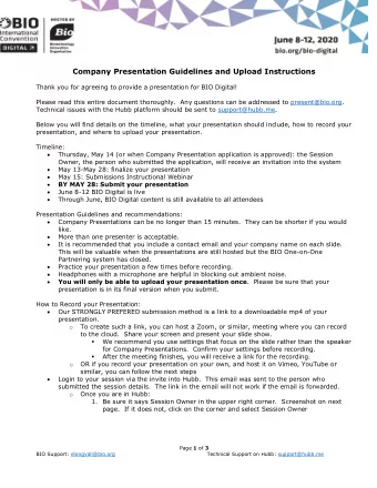 Company Presentation Guidelines and Upload Instructions  Thank you for agreeing to provide a