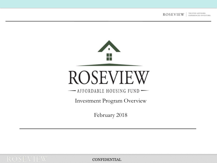 investment program overview february 2018