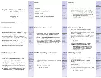Outline  Searching  Computers  Computers  Computers  Topic 2: Searching  Topic 2: Searching  Topic
