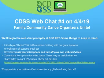 CDSS Web Chat #4 on 4/4/19  Family/Community Dance Organizers Unite!        CDSS Web Chat