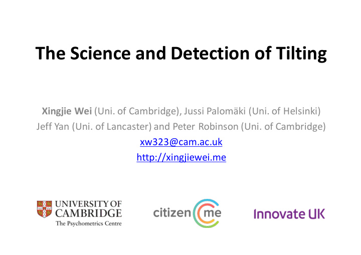 the science and detection of tilting