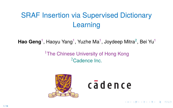 sraf insertion via supervised dictionary learning