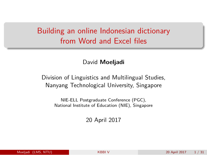 building an online indonesian dictionary from word and
