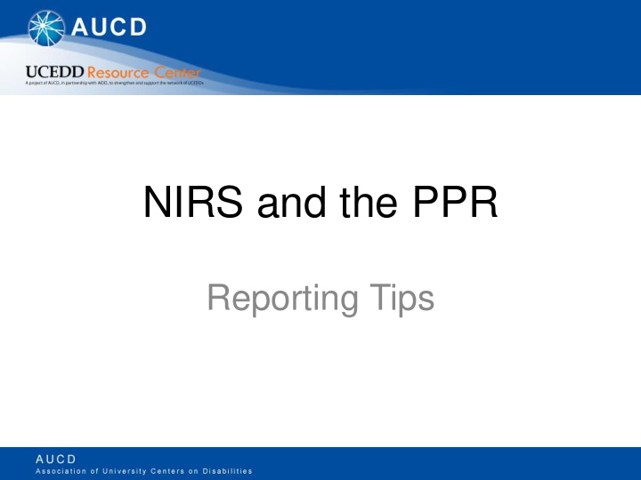 nirs and the ppr