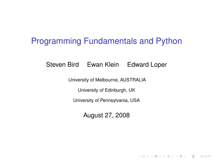 programming fundamentals and python