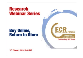 Background  to the Group 12 th February 2019, 13.00  GMT  The ECR Community Shrinkage and OSA