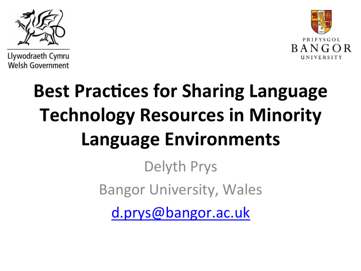 best prac ces for sharing language technology resources