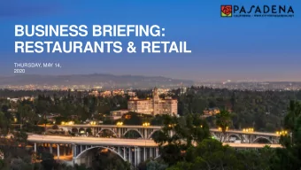 RESTAURANTS &amp; RETAIL  THURSDAY, MA  Y 14,  2020  Agenda  Welcome &amp; Introductions  City of