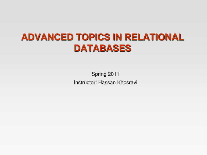 advanced topics in relational databases