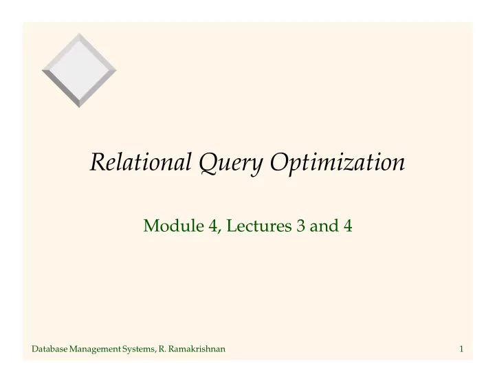 relational query optimization