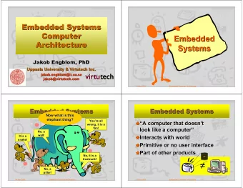 Embedded  Embedded  Architecture  Architecture  Systems  Systems  Jakob Engblom, PhD  Jakob