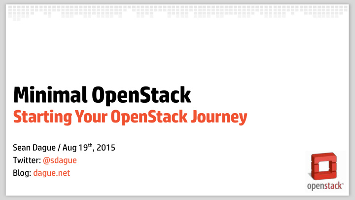 minimal openstack