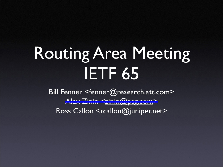 routing area meeting ietf 65