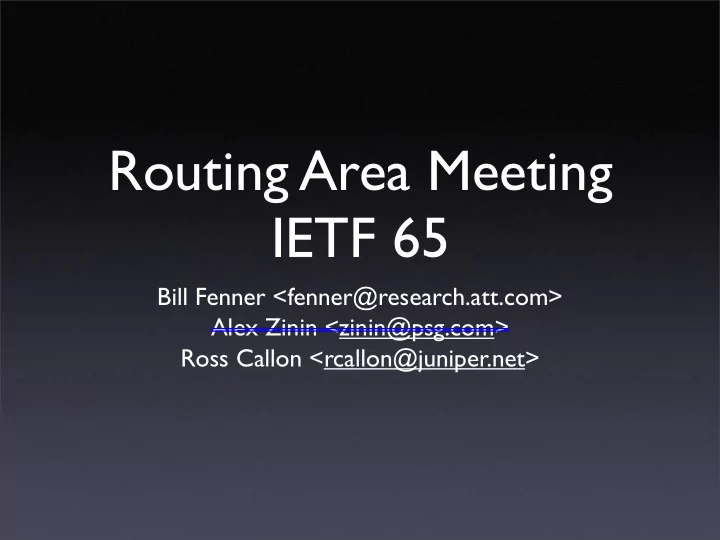 routing area meeting ietf 65