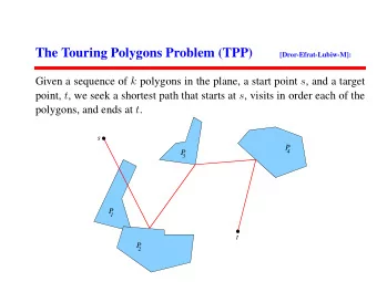 The Touring Polygons Problem (TPP)  [Dror-Efrat-Lubiw-M]: Given a sequence of k polygons in the