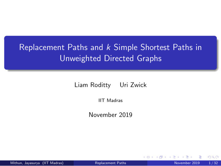 replacement paths and k simple shortest paths in