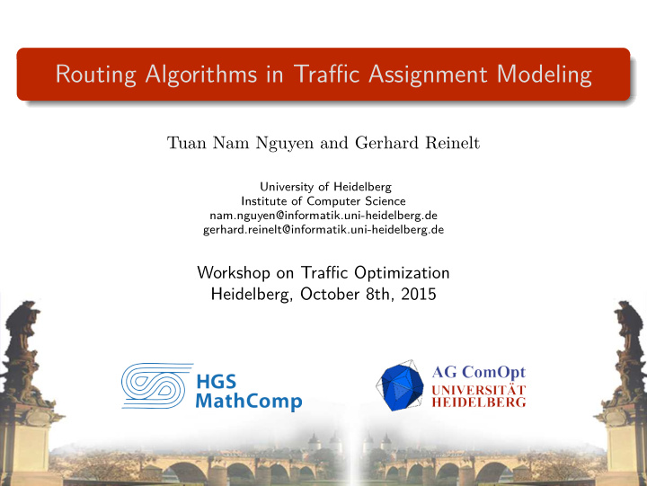 routing algorithms in traffic assignment modeling