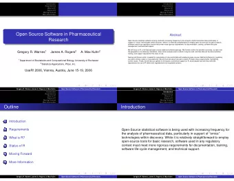 Open Source Software in Pharmaceutical  Abstract  Research  Open-Source statistical software is